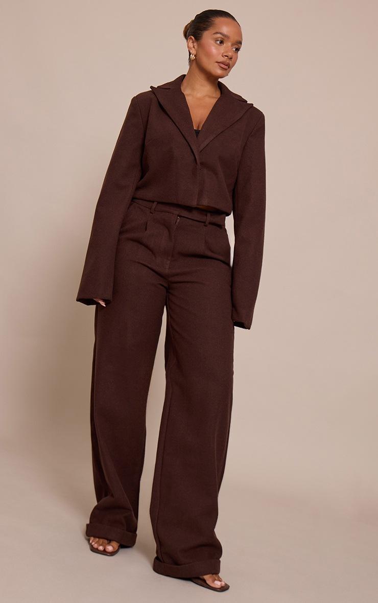 Pretty Little Thing Shape Chocolate Wool Look Highwaisted Pants