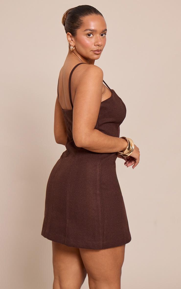 Pretty Little Thing Shape Chocolate Wool Look Strappy Mini Dress
