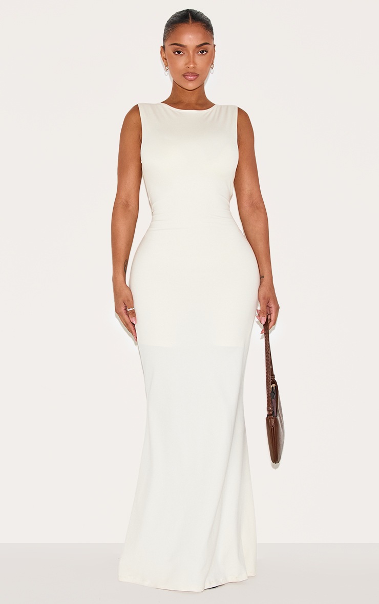 Pretty Little Thing Shape Cream Built In Shapewear Sculpt Boat Neck Maxi Dress