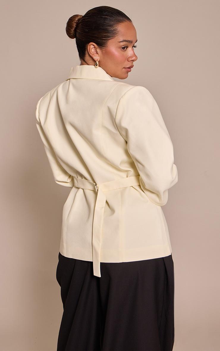 Pretty Little Thing Shape Cream Cinched Waist Turn Up Cuff Blazer