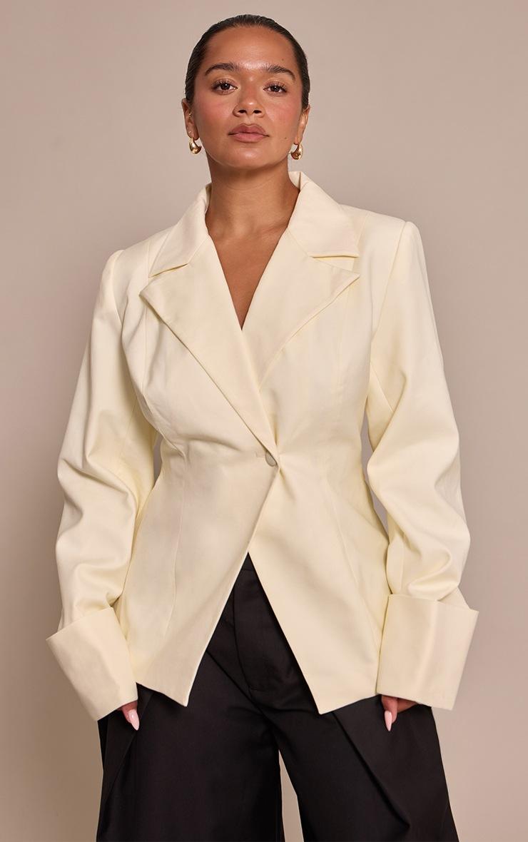 Pretty Little Thing Shape Cream Cinched Waist Turn Up Cuff Blazer