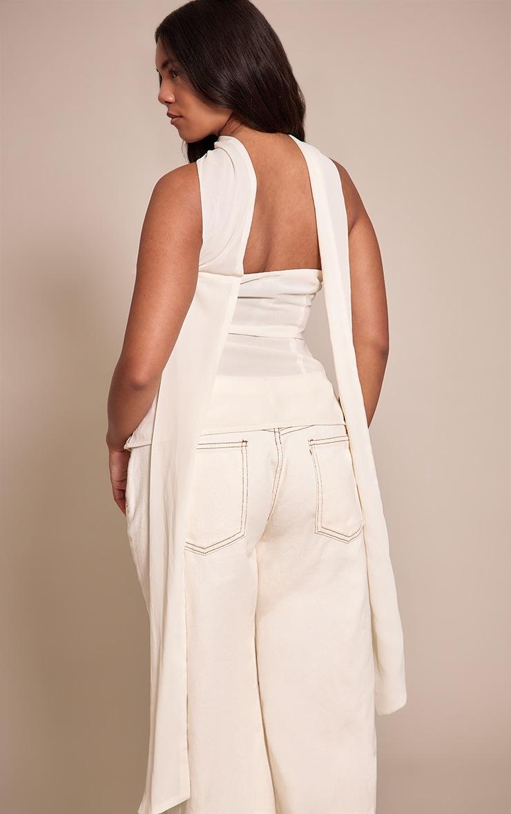 Pretty Little Thing Shape Cream Floral Sequin Bandeau Scarf Detail Top