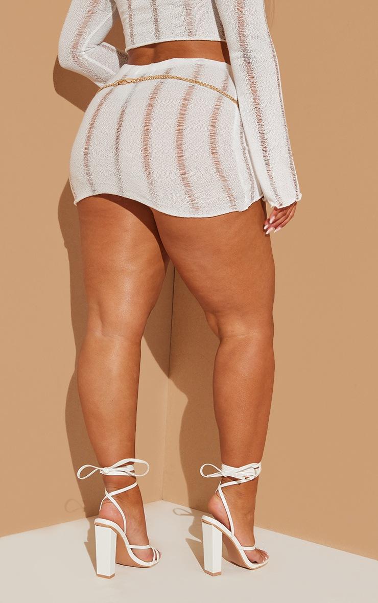 Pretty Little Thing Shape Cream Ladder Knit Micro Mini Skirt