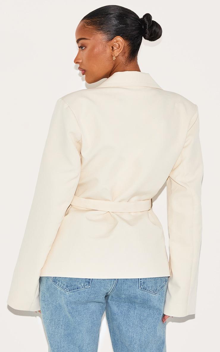 Pretty Little Thing Shape Cream Tailored Asymmetrical Cross Over Adjustable Waist Blazer