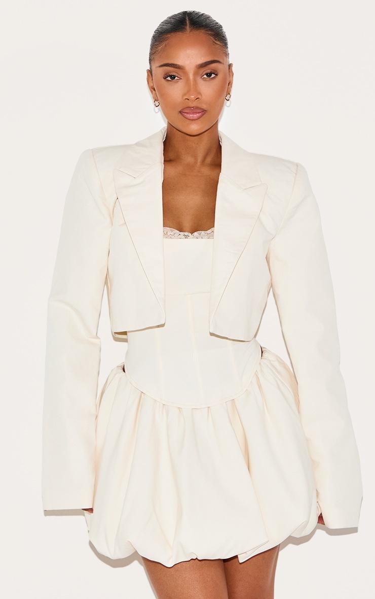 Pretty Little Thing Shape Cream Tailored Cropped Blazer