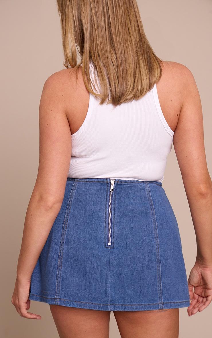 Pretty Little Thing Shape Dark Blue Stretch Denim A Line Skort