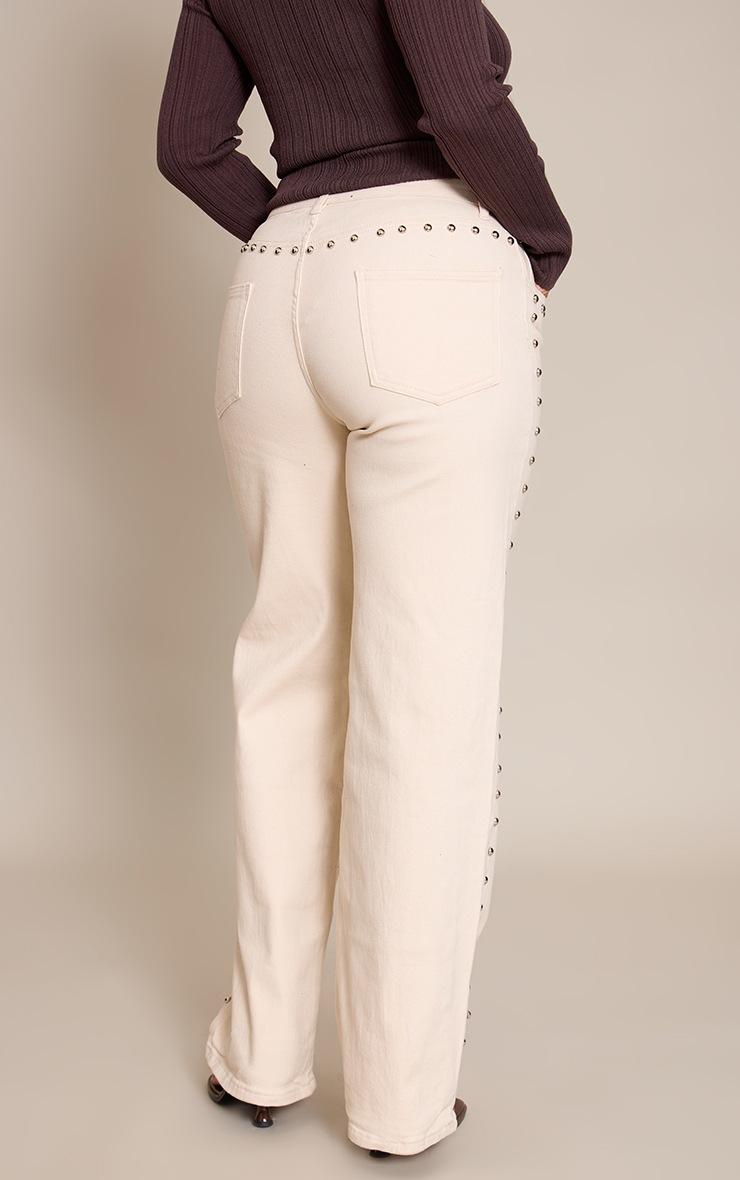 Pretty Little Thing Shape Ecru Studded Wide Leg Jeans