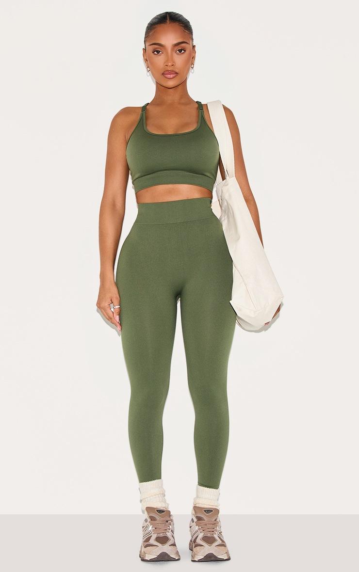 Pretty Little Thing Shape Forest Green Seamless Active Cupped Sports Bra