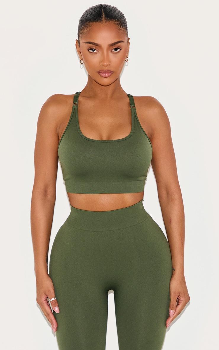 Pretty Little Thing Shape Forest Green Seamless Active Cupped Sports Bra