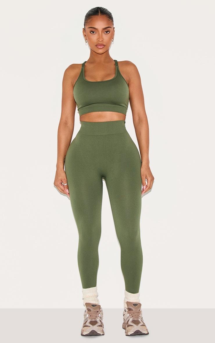 Pretty Little Thing Shape Forest Green Seamless Active Ruched Bum Highwaisted Leggings