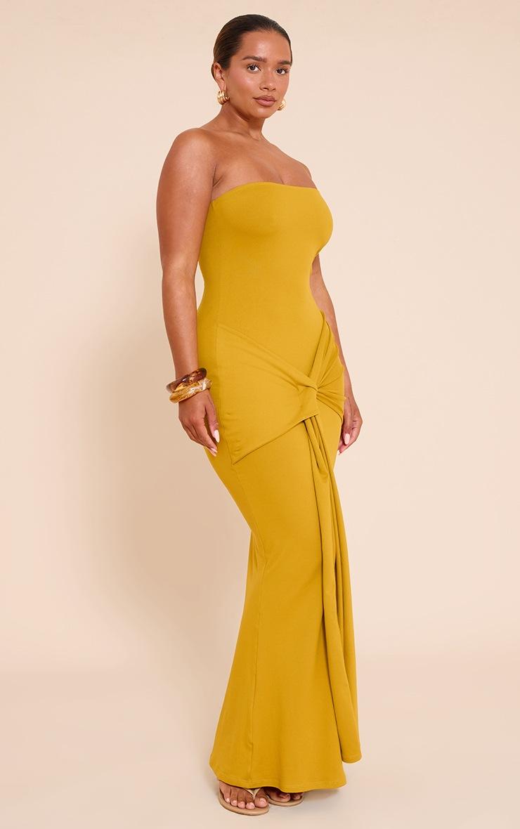 Pretty Little Thing Shape Golden Olive Sculpt Bandeau Wrap Drape Maxi Dress