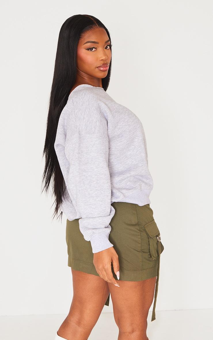 Pretty Little Thing Shape Grey Marl Sweat Raw Edge Slouch Sweatshirt