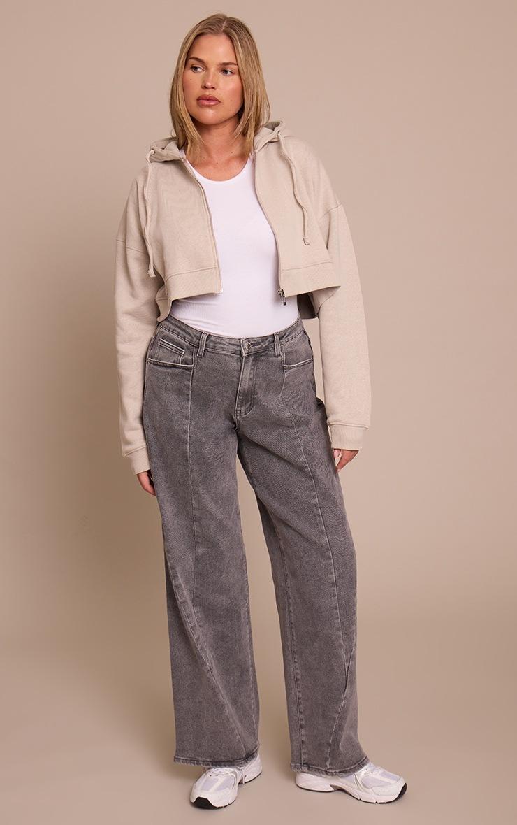 Pretty Little Thing Shape Grey Marl Zip Front Long Sleeve Cropped Hoodie