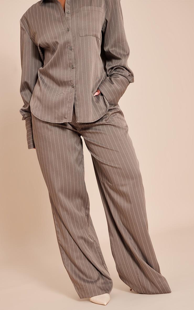Pretty Little Thing Shape Grey Pinstripe Wide Leg Pants