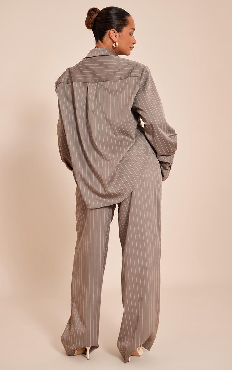 Pretty Little Thing Shape Grey Pinstripe Wide Leg Pants