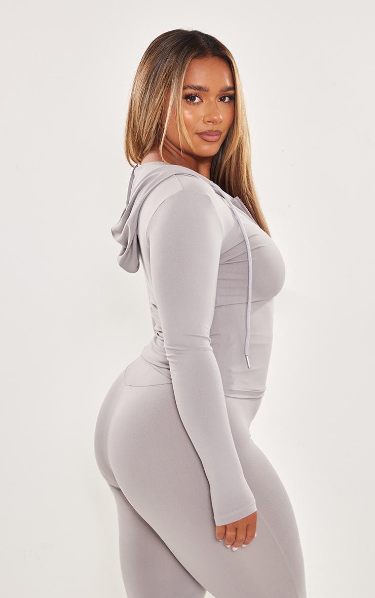 Pretty Little Thing Shape Grey Sculpted Zip Through Hoodie