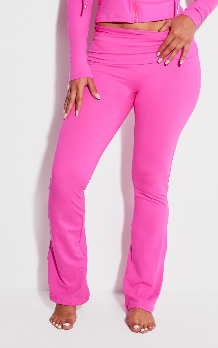 Pretty Little Thing Shape Hot Pink Sculpted Foldover Waist Flare Pants