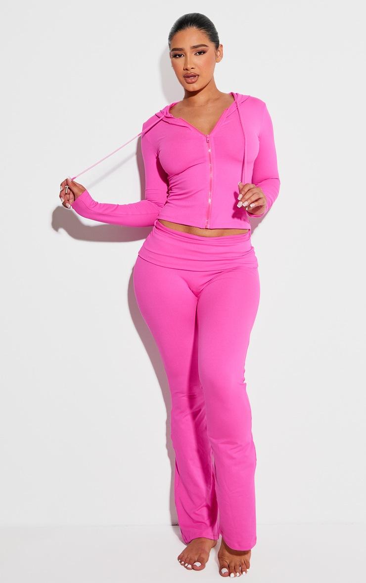 Pretty Little Thing Shape Hot Pink Sculpted Foldover Waist Flare Pants