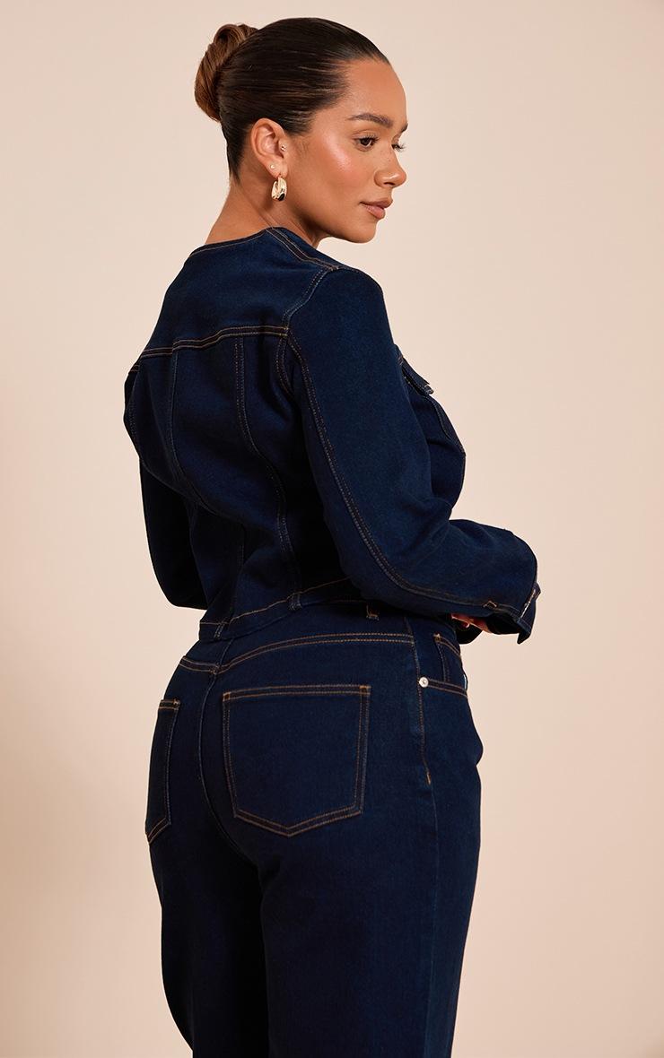 Pretty Little Thing Shape Indigo Stretch Denim Fitted Jacket