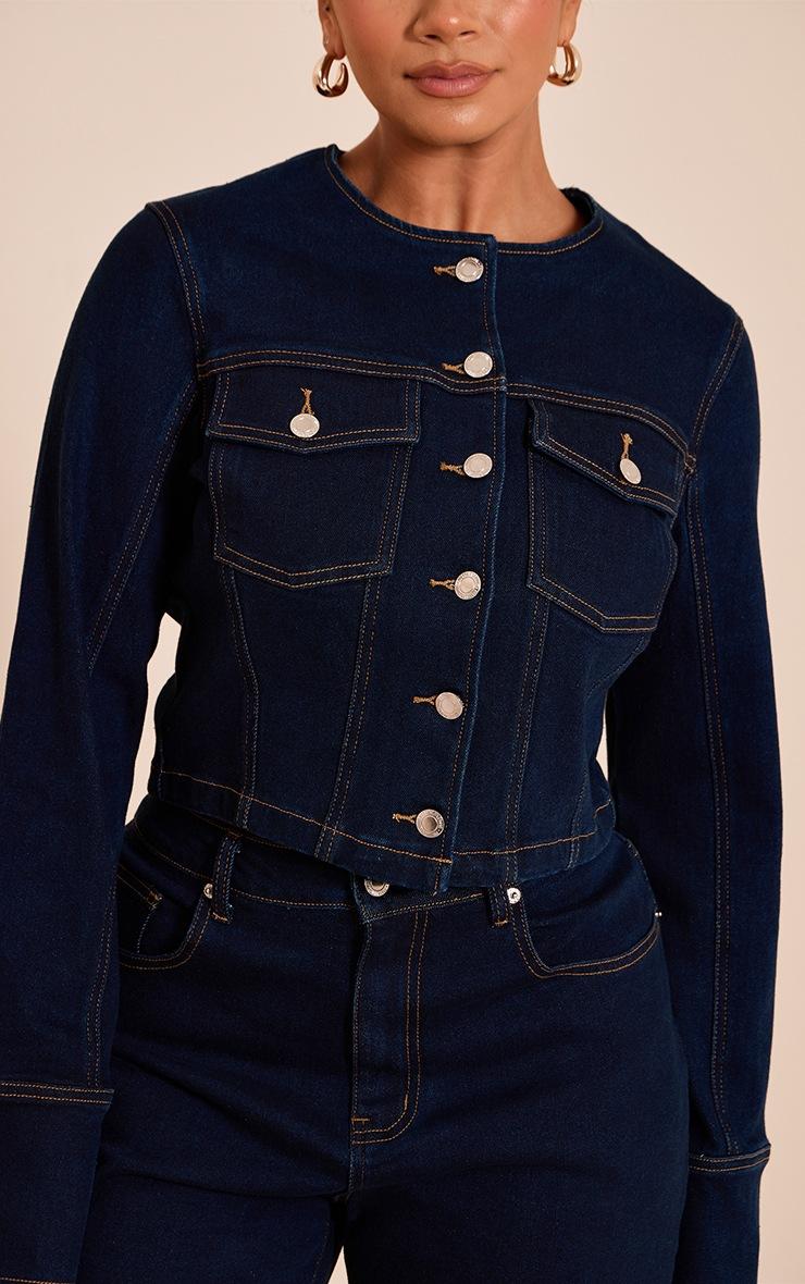 Pretty Little Thing Shape Indigo Stretch Denim Fitted Jacket