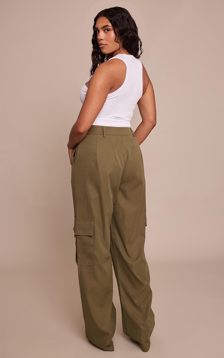 Pretty Little Thing Shape Khaki Buckle Detail Cargo Wide Leg Pants