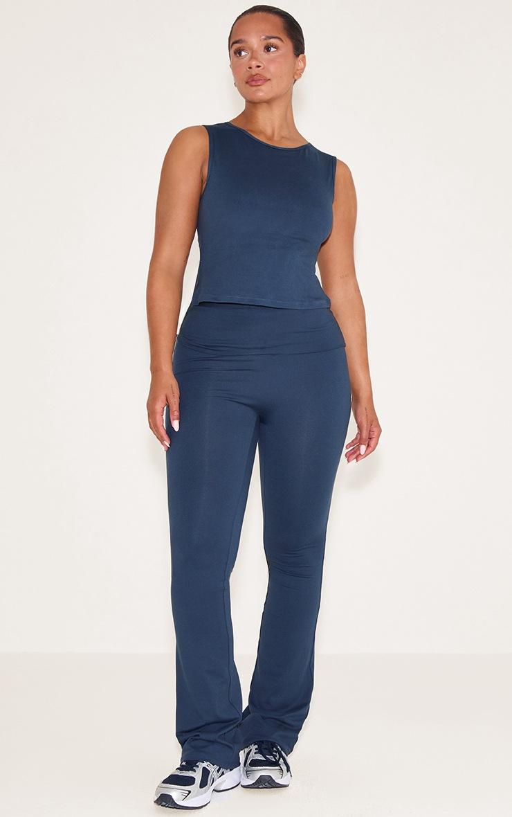 Pretty Little Thing Shape Midnight Blue Sculpted Longline Racer Top