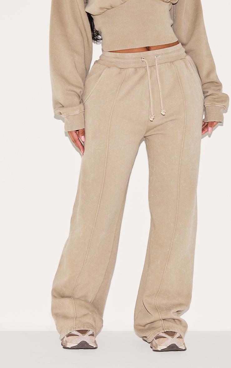 Pretty Little Thing Shape Mocha Sweat Seam Detail Wide Leg Sweatpants