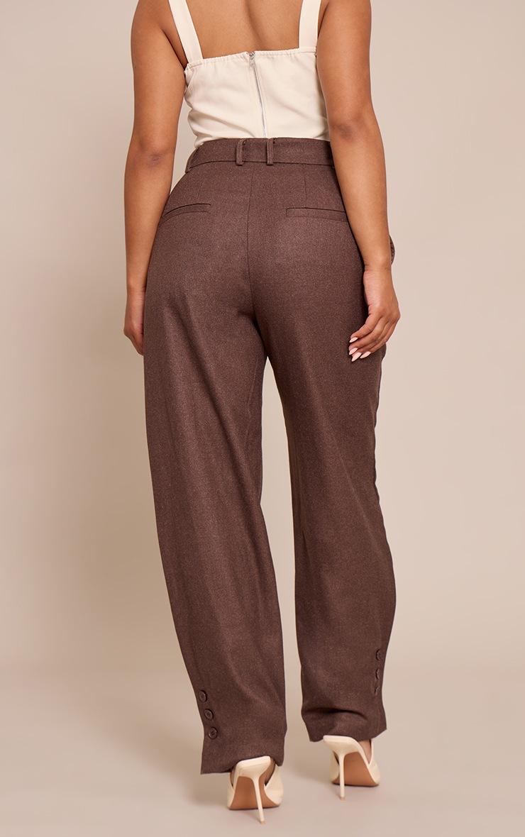 Pretty Little Thing Shape Mocha Tailored Highwaisted Pleated Button Cuff Pant