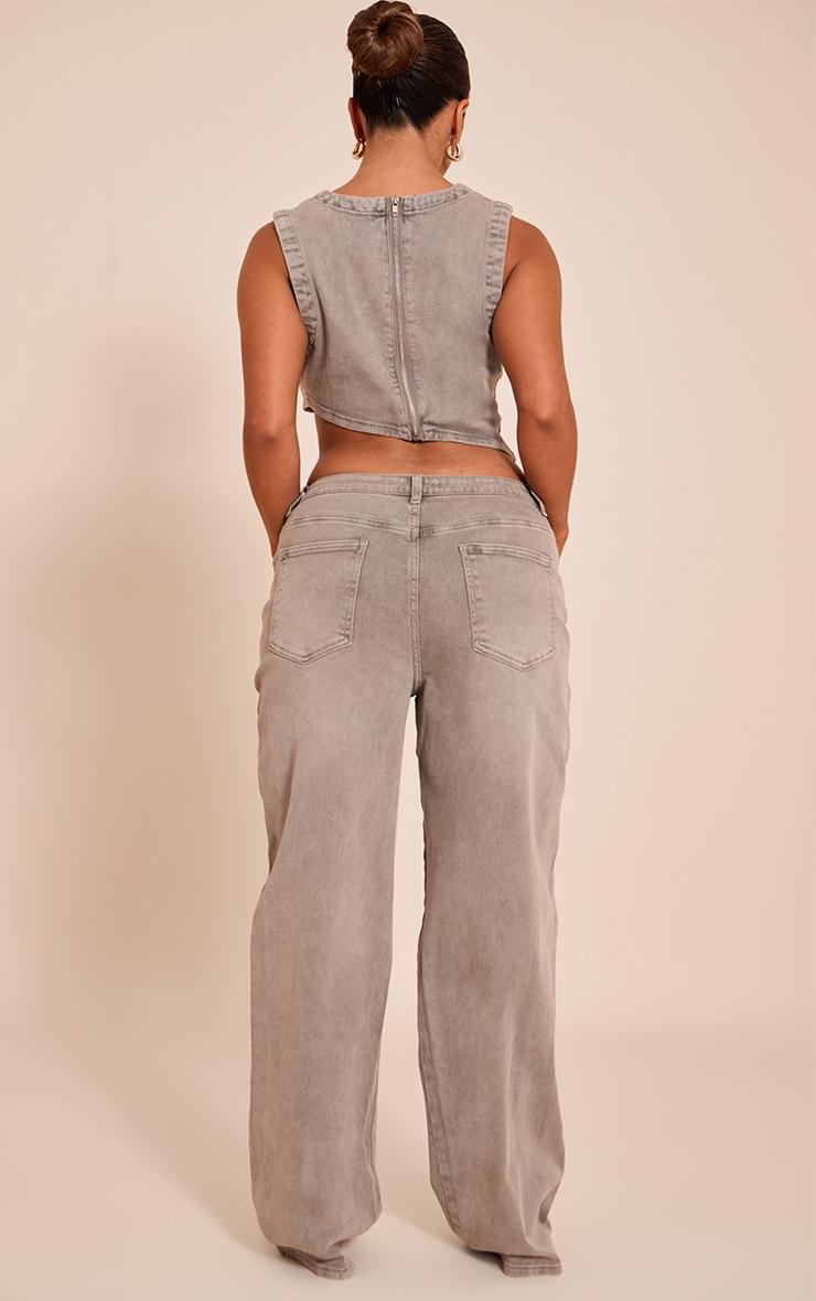 Pretty Little Thing Shape Mushroom Stretch Washed Mid Rise Denim Wide Leg Jeans