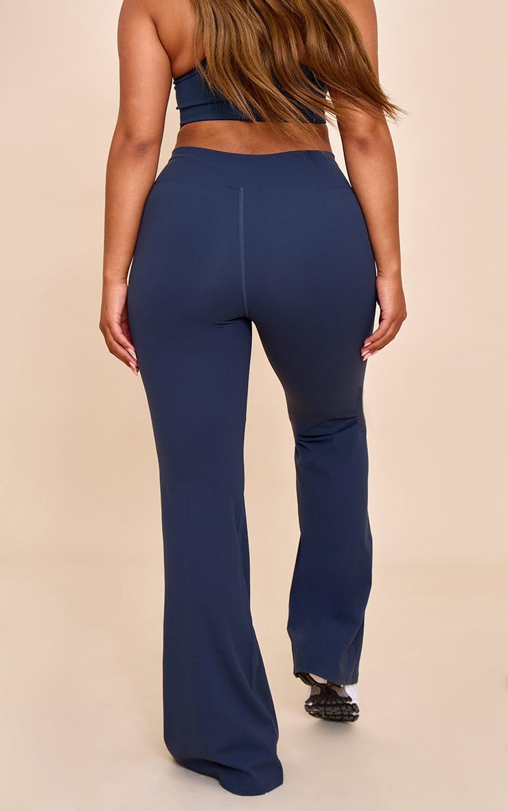 Pretty Little Thing Shape Navy Sculpt Active V Waist Split Front Flare Pants