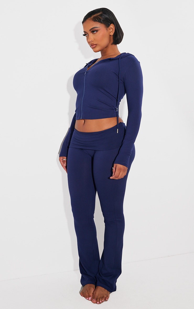 Pretty Little Thing Shape Navy Sculpted Zip Through Hoodie