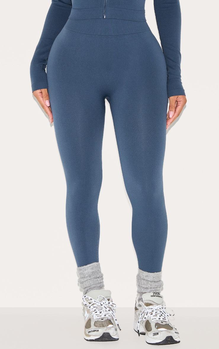 Pretty Little Thing Shape Navy Seamless Active Ruched Bum High Waisted Leggings