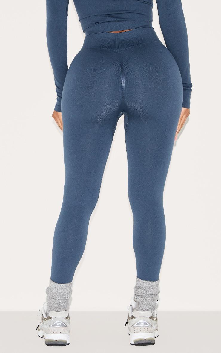 Pretty Little Thing Shape Navy Seamless Active Ruched Bum High Waisted Leggings