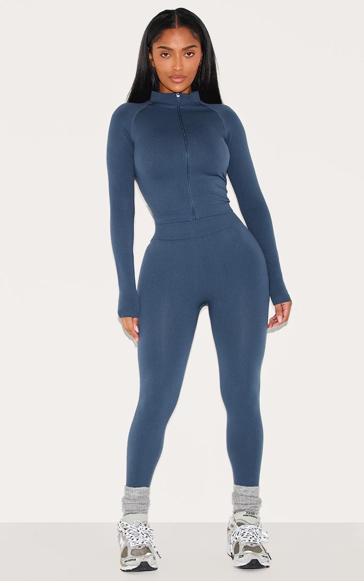 Pretty Little Thing Shape Navy Seamless Active Ruched Bum High Waisted Leggings