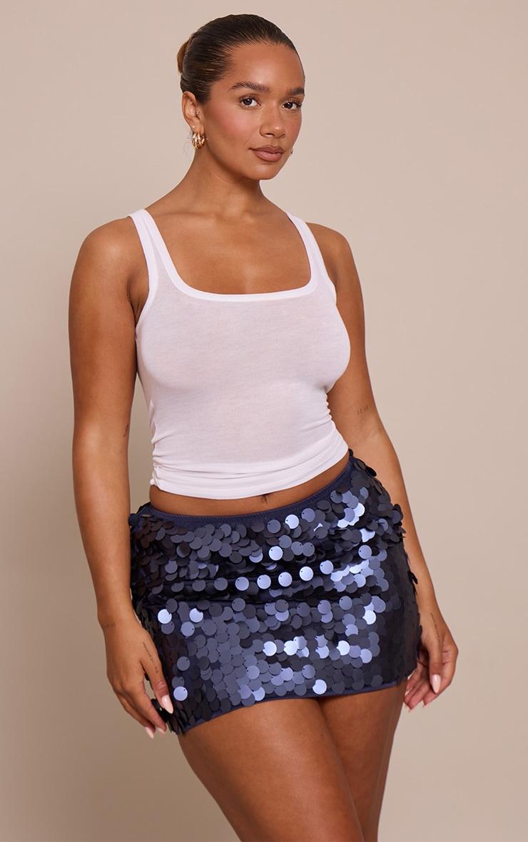 Pretty Little Thing Shape Navy Tonal Sequin Mini Skirt