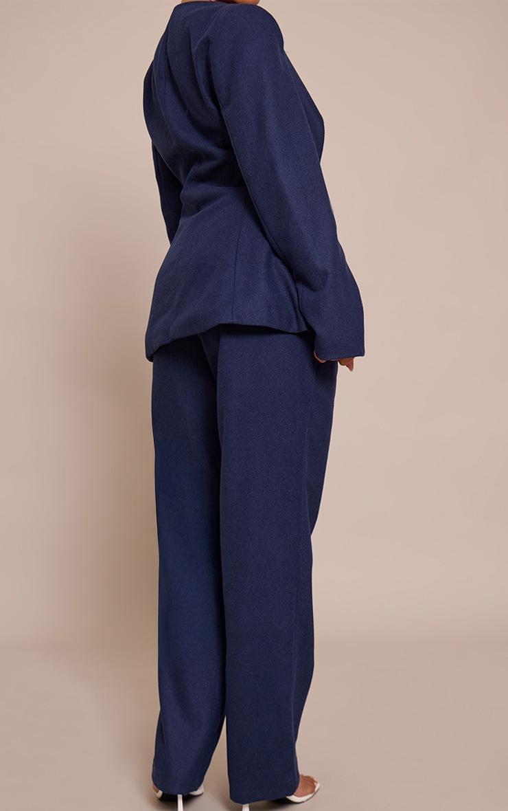 Pretty Little Thing Shape Navy Wool-Look Wide Leg Pants
