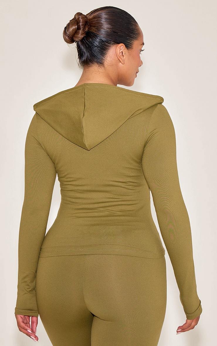 Pretty Little Thing Shape OLIVE Sculpt Zip UP Hoodie