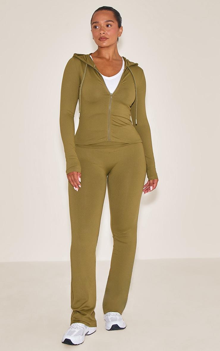 Pretty Little Thing Shape OLIVE Sculpt Zip UP Hoodie