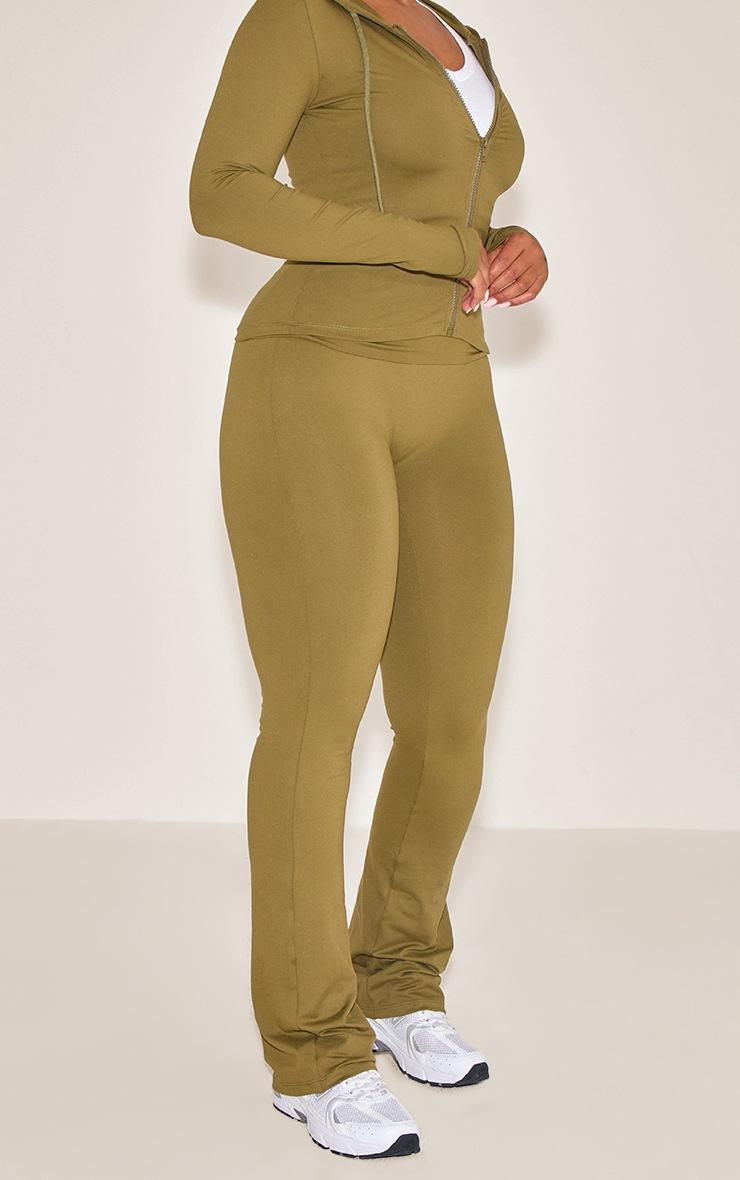 Pretty Little Thing Shape OLIVE Sculpted Fold Over Waist Flare Pants