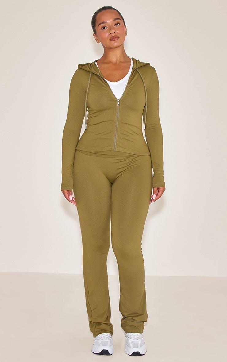 Pretty Little Thing Shape OLIVE Sculpted Fold over Waist Flare Pants