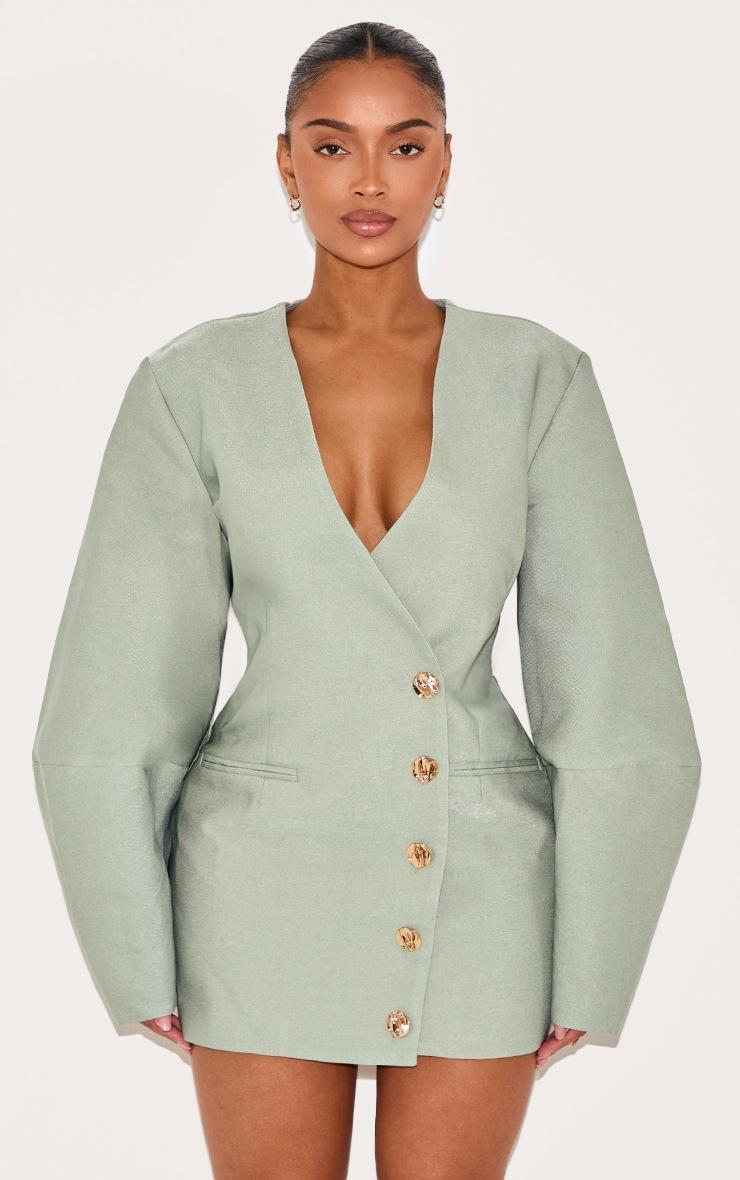 Pretty Little Thing Shape Olive Tailored Cocoon Sleeve A Line Blazer Dress