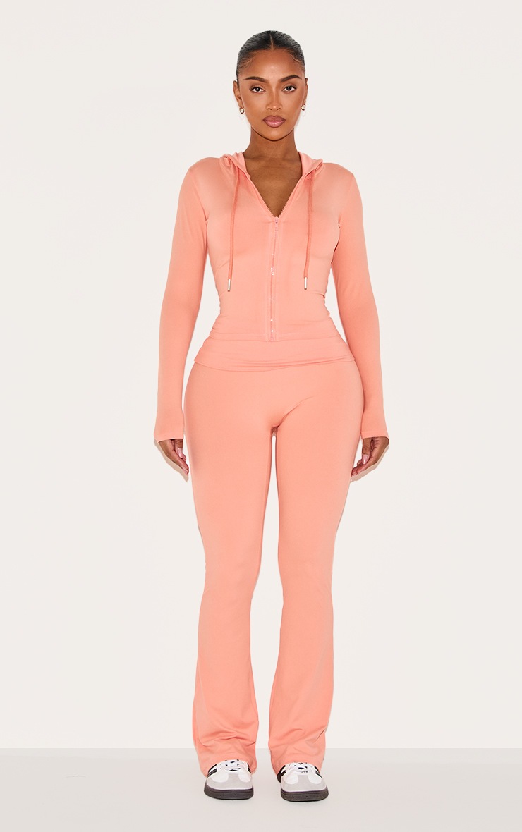 Pretty Little Thing Shape Peach Sculpted Foldover Waist Flare Pants