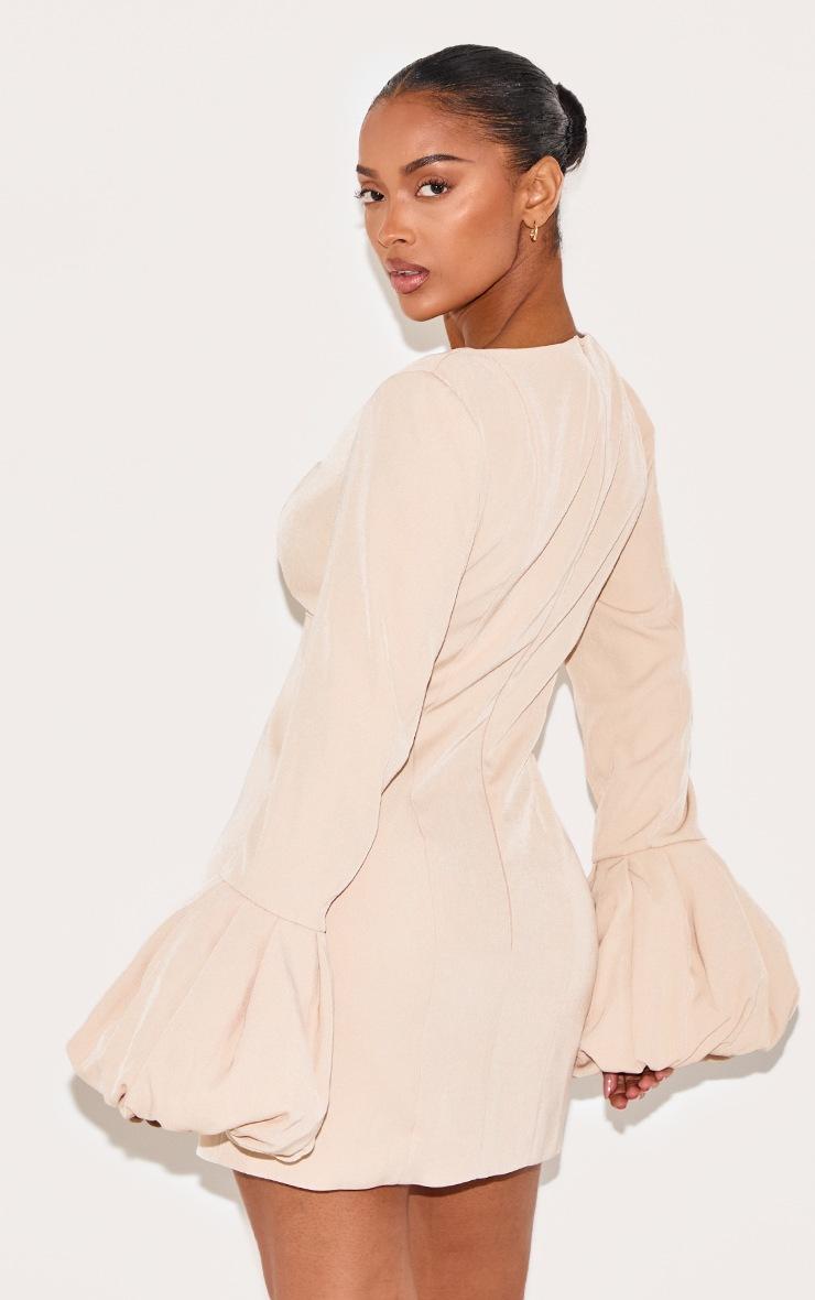 Pretty Little Thing Shape Pebble Woven Square Neck Puffball Sleeve Mini Dress