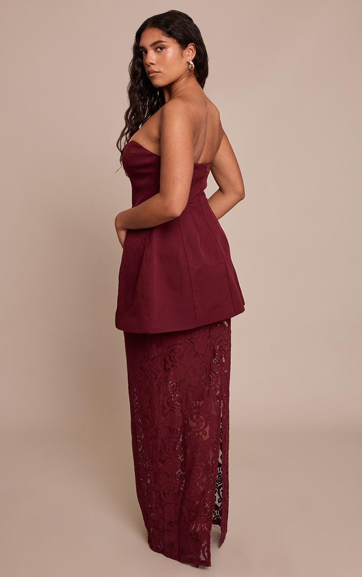 Pretty Little Thing Shape Plum Structured A Line Lace Hem Maxi Dress