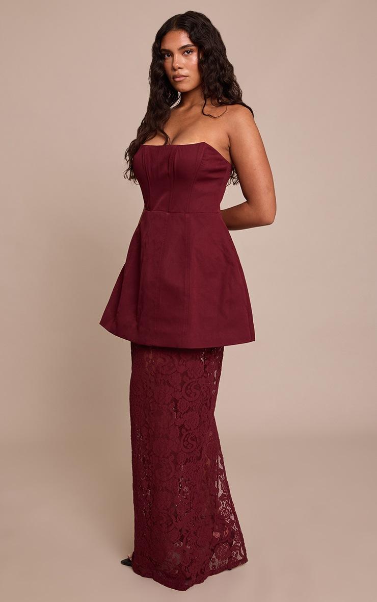 Pretty Little Thing Shape Plum Structured A Line Lace Hem Maxi Dress