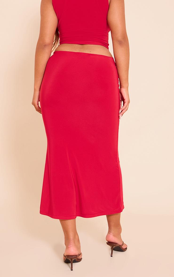 Pretty Little Thing Shape Red Slinky Drape Detail Midi Skirt