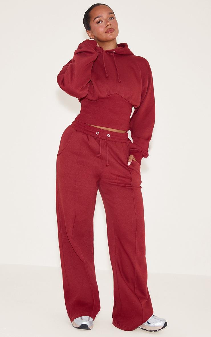 Pretty Little Thing Shape Rosewood Sweat Seam Detail Wide Leg Sweatpants