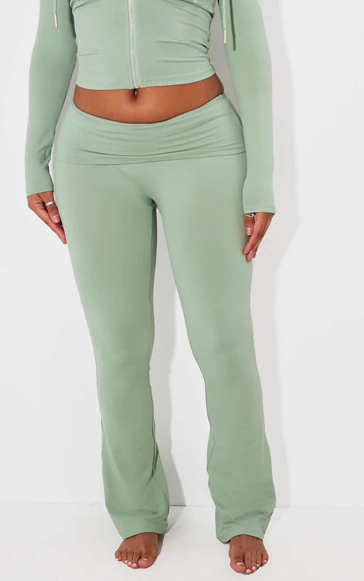 Pretty Little Thing Shape Sage Green Sculpted Foldover Waist Flare Pants