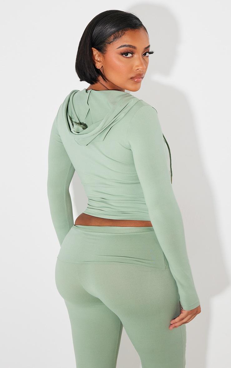 Pretty Little Thing Shape Sage Green Sculpted Zip Through Hoodie