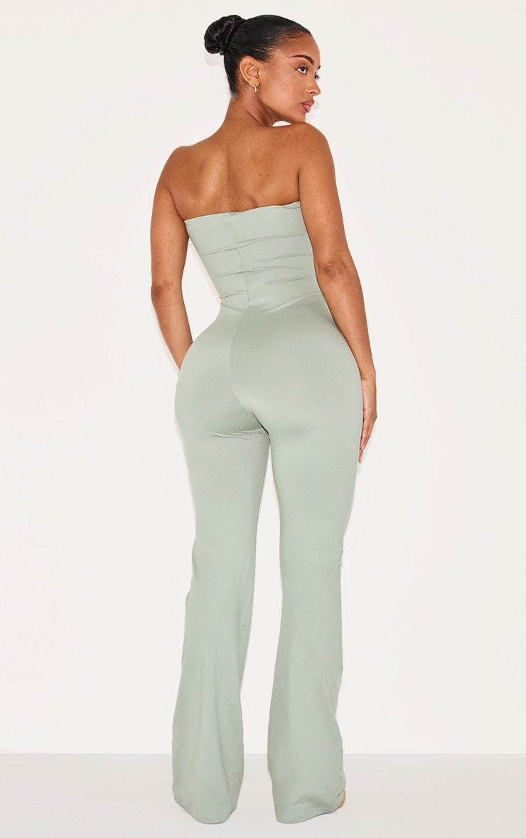 Pretty Little Thing Shape Sage Green Soft Sculpted Bandeau Jumpsuit